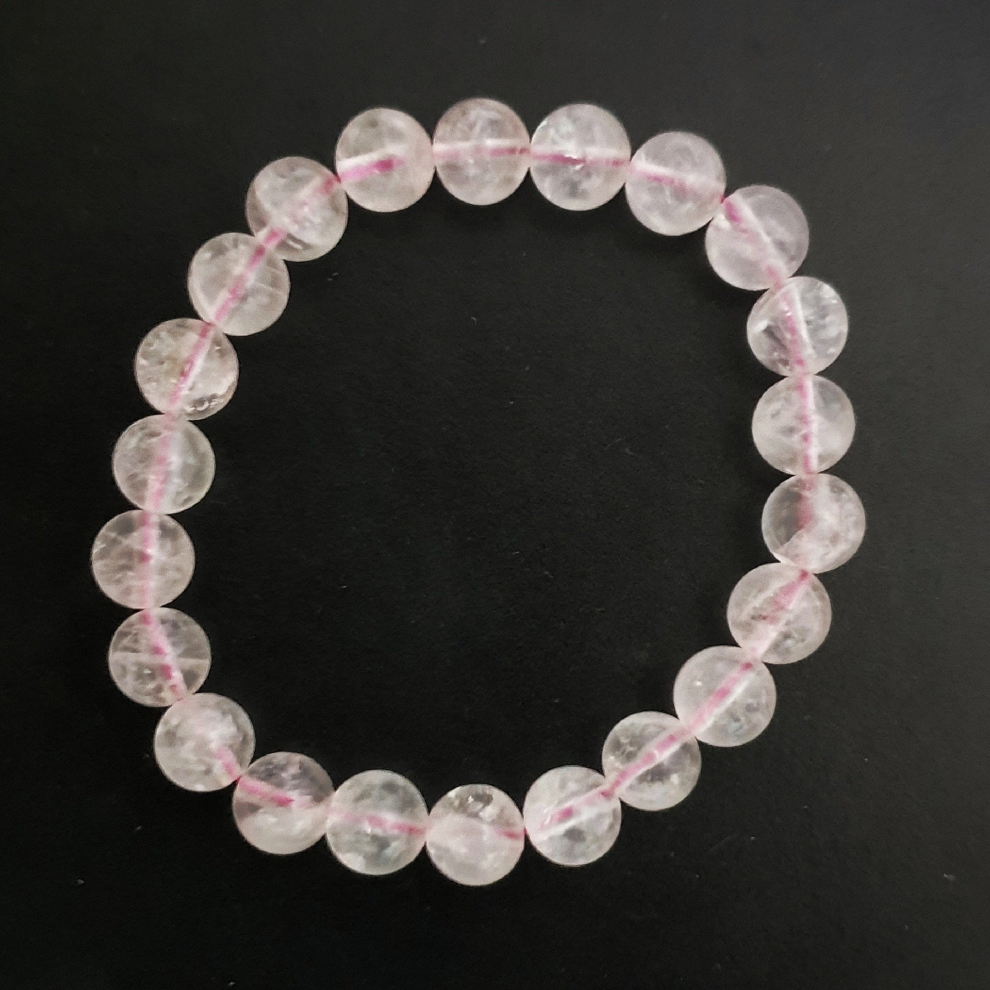 CERTIFIED ROSE QUARTZ CRYSTAL BRACELET - PINK COLOUR MEDITATION HEALING ACCESSORY HOME OFFICE GIFT JEWELLERY