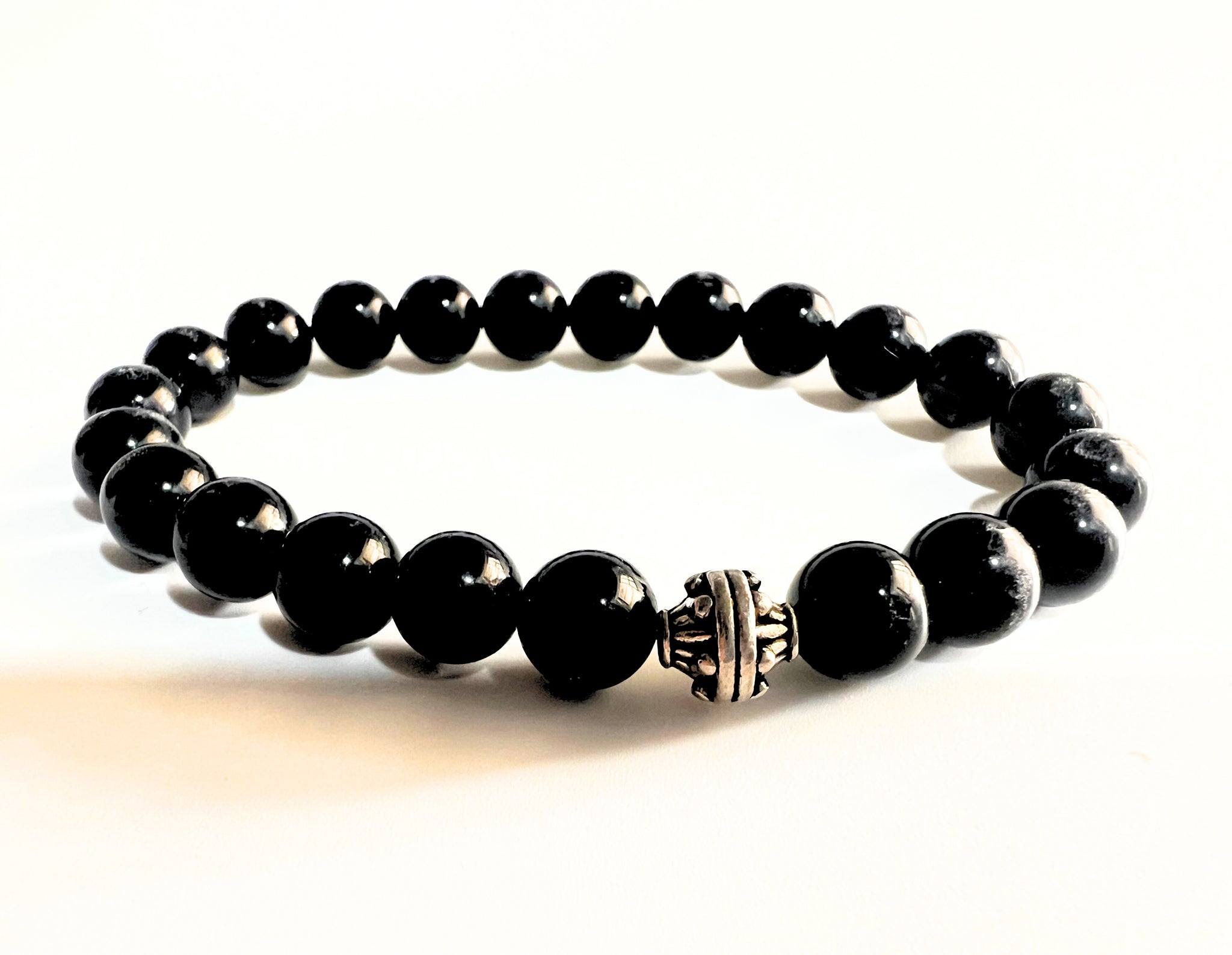 CERTIFIED BLACK TOURMALINE CRYSTAL BRACELET-BLACK COLOUR MEDITATION HEALING ACCESSORY HOME OFFICE GIFT JEWELLERY GIFT