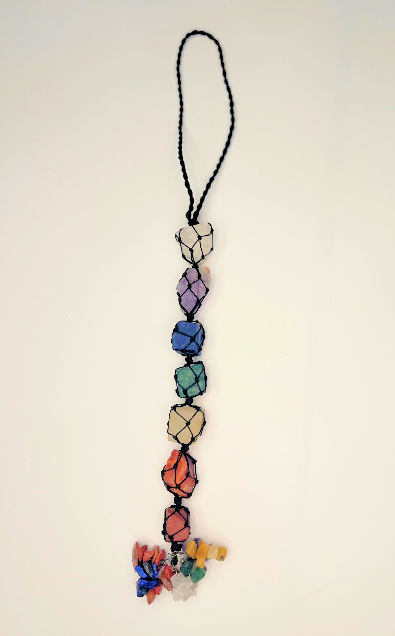 SEVEN CHAKRA TUMBLE STONE HANGING CERTIFIED CRYSTALS KEYCHAIN GIFT