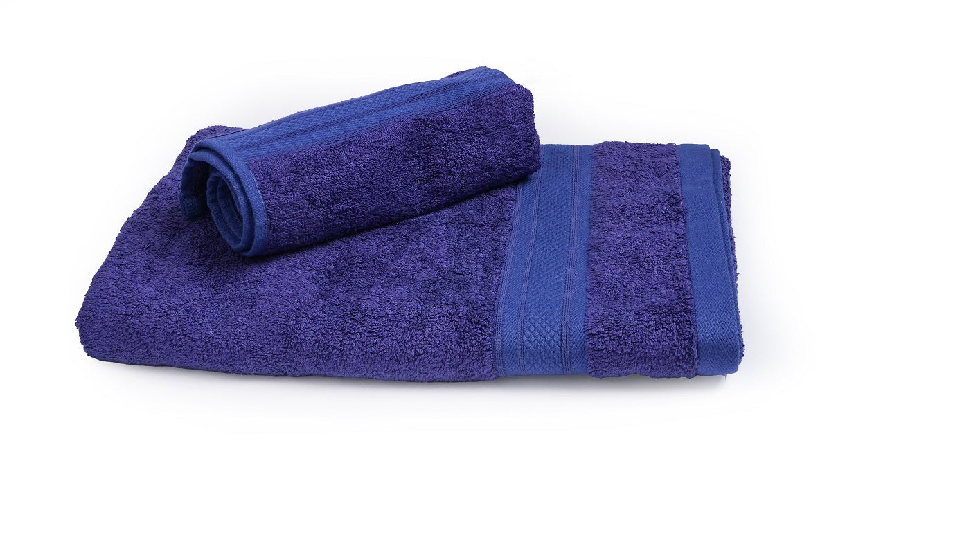 THE KARIRA COLLECTION - BAMBOO COTTON BATH TOWELS AND HAND TOWELS FOR MEN WOMEN CHILDREN ANTIBACTERIAL 600 GSM SET OF 2 FESTIVE BLUE