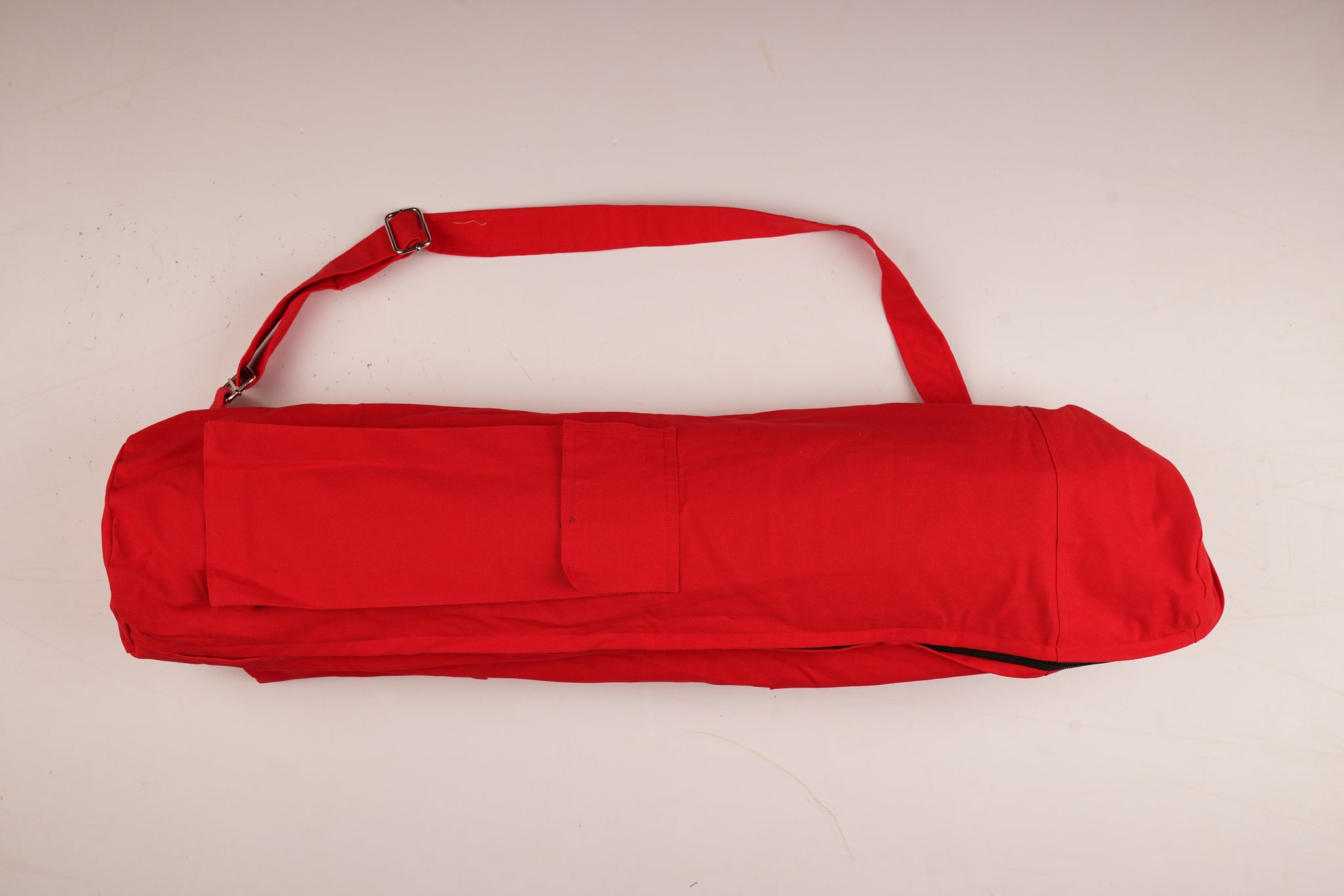 COTTON YOGA MAT RED BAG ADJUSTABLE STRAPS MULTIPLE POCKETS ECOFRIENDLY