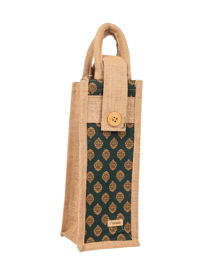 JUTE BOTTLE BAG BOTTLE HOLDER FESTIVE COLOURS SET OF 3